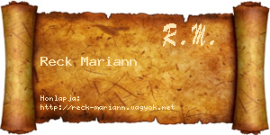 Reck Mariann névjegykártya